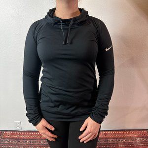 Nike Pro Black Hoodie Cowl Neck Size Medium Long Sleeve Womens